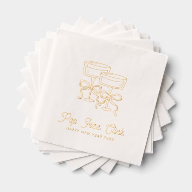 Pop Fizz Clink Personalized Happy New Year Napkins (Insitu (Stacked))