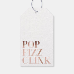 Pop Fizz Clink Trendy Faux Rose Gold Foil Holiday Gift Tags