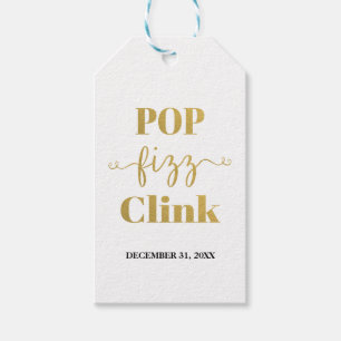 POP FIZZ CLINK White & Gold Gift Tag