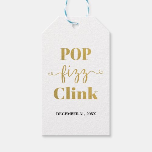 POP FIZZ CLINK White  Gold Gift Tag