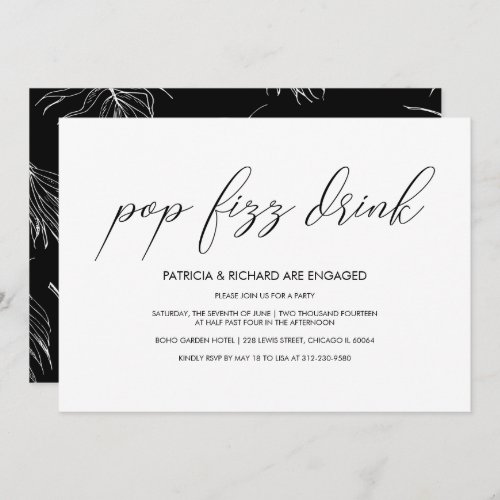 Pop Fizz Drink Minimalist Engagement Party Invitation