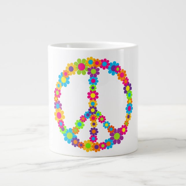 Pop Flower Power Peace Giant Coffee Mug (Front)