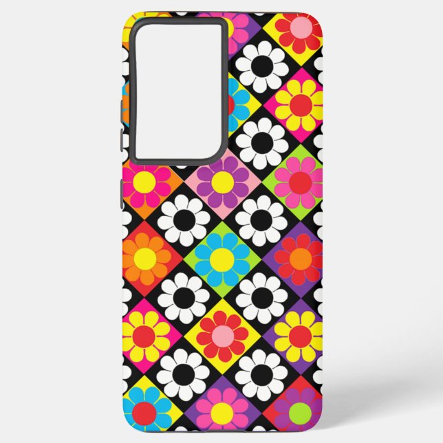 Pop Flower Power Squares Samsung Galaxy Case (Back)