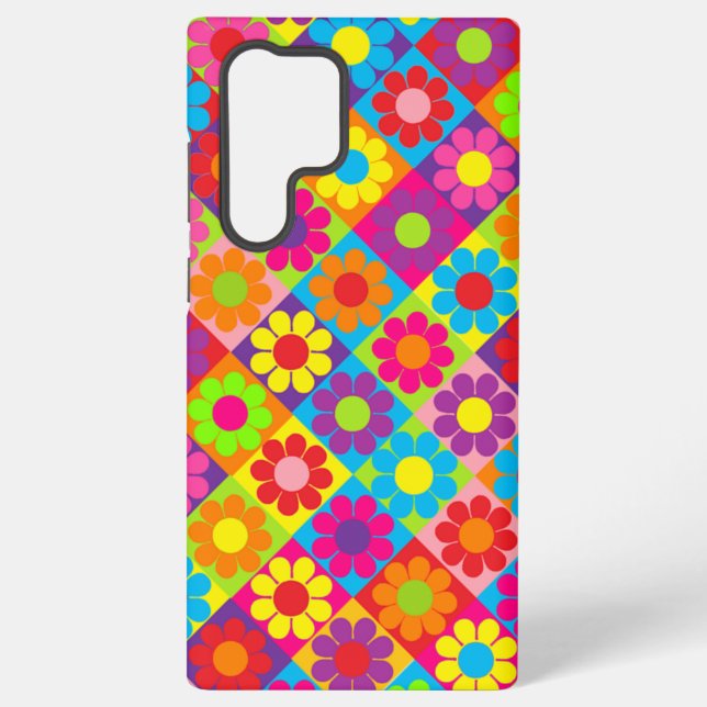 Pop Flower Power Squares Samsung Galaxy Case (Back)
