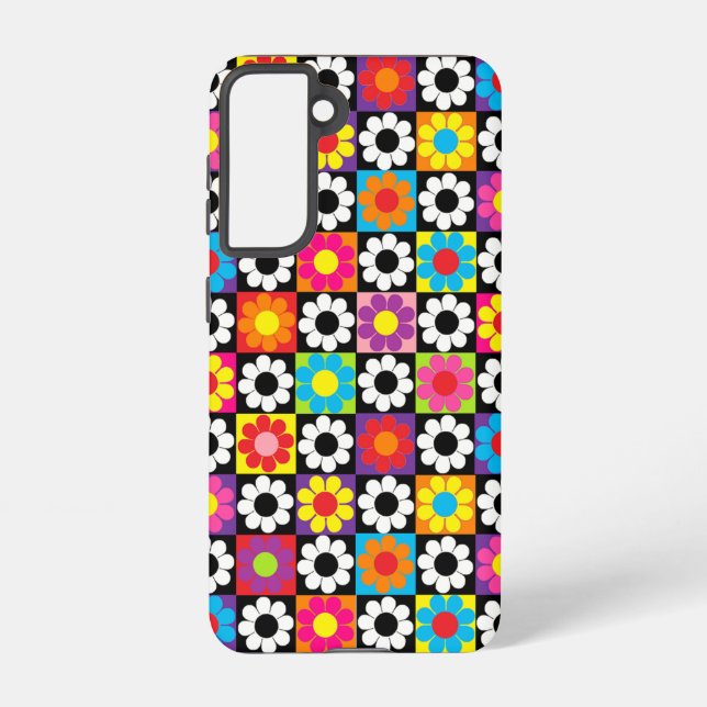 Pop Flower Power Squares Samsung Galaxy Case (Back)