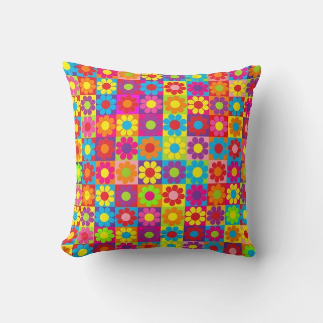 Pop Flower Power Throw Pillow (Front)