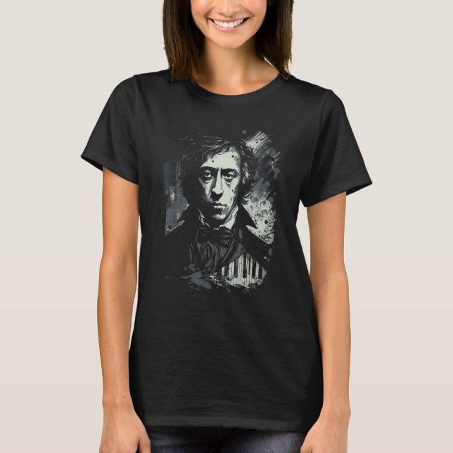 Pop Frederic Chopin Music Composer Piano T-Shirt (Front)