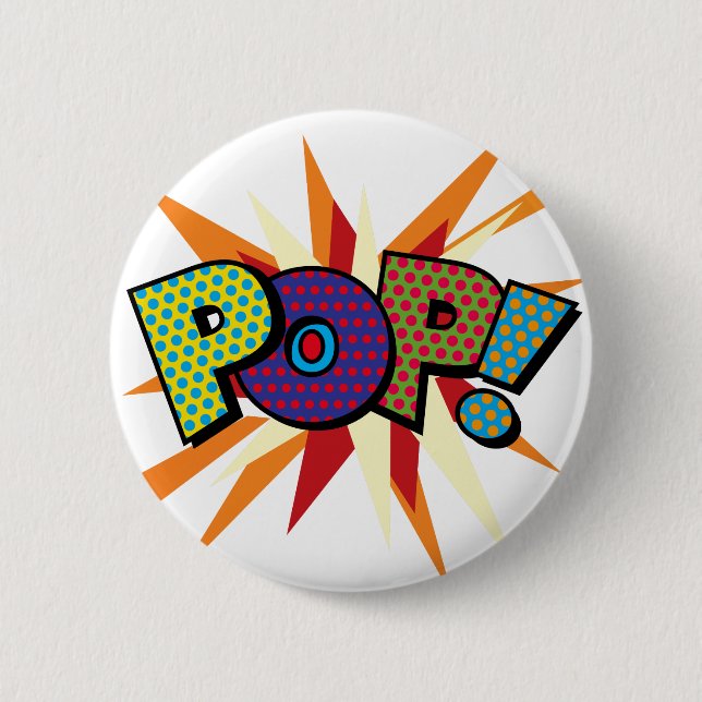 POP Fun Colourful Modern Typography Button (Front)