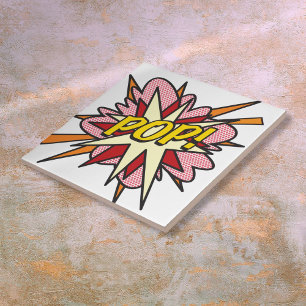 POP Fun Retro Comic Book Pop Art Ceramic Tile