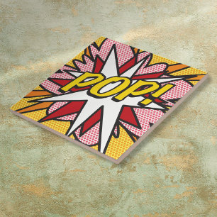 POP Fun Retro Comic Book Pop Art Ceramic Tile