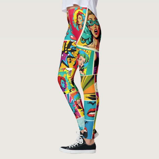 Pop Girl Art Comic Leggings 2 -Cool (Left)