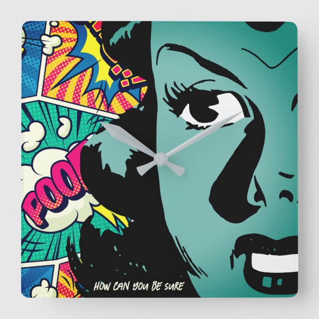 Pop Girl Square Wall Clock (Front)