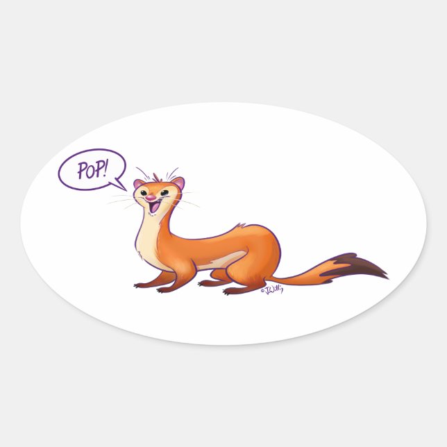 POP GOES THE WEASEL by Jeff Willis Art Oval Sticker (Front)