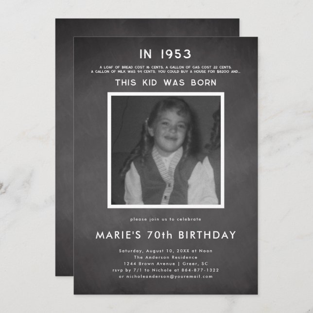Pop History | Photo Birthday Party Invitation (Front/Back)