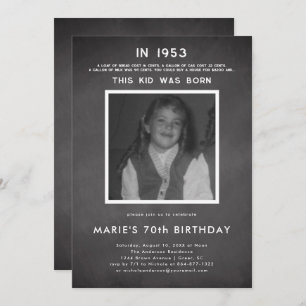 Pop History   Photo Birthday Party Invitation