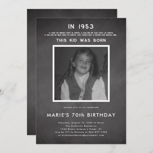 Pop History  Photo Birthday Party Invitation