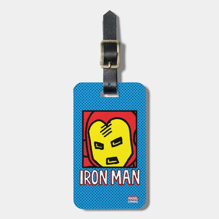 Pop Iron Man Character Block With Logo Luggage Tag Zazzle Com