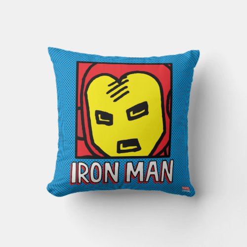 Pop Iron Man Character Block with Logo Throw Pillow