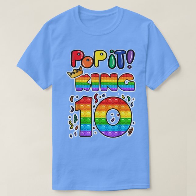 Pop It 10th Birthday king 10 Years Old boy Fidget  T-Shirt (Design Front)