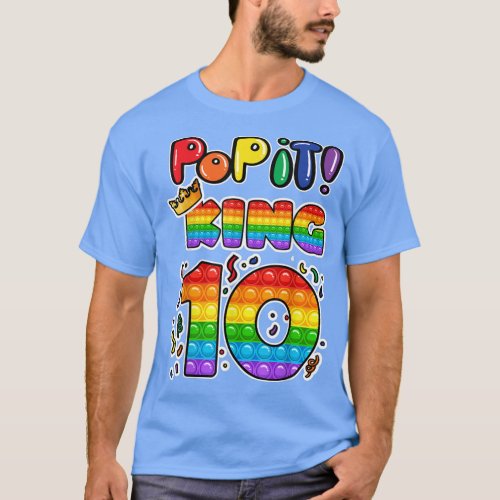 Pop It 10th Birthday king 10 Years Old boy Fidget  T_Shirt