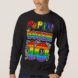 Pop It 10th Birthday Queen 10 Years Old Girl Fidge Sweatshirt