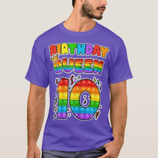 Pop It 10th Birthday queen 10 Years Old girl Fidge T-Shirt