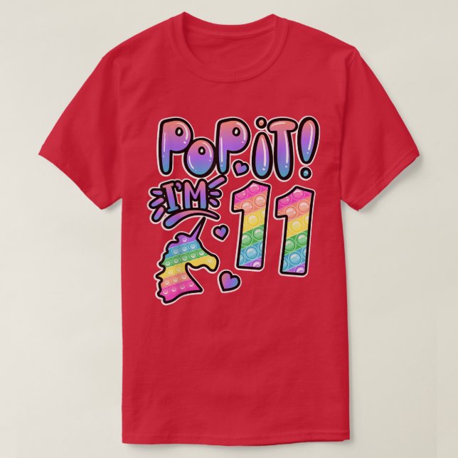 Pop It 11st Birthday Girl Boys 11 Year Old Fidget  T-Shirt (Design Front)