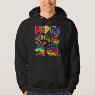 Pop It 3rd Birthday Girls Boys 3 Years Old Fidget Hoodie