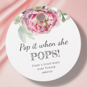 Pop it! Baby Shower Champagne Favor Tags