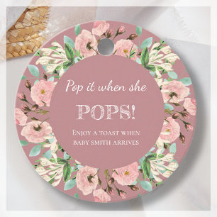 Pop it! Baby Shower Champagne Favor Tags