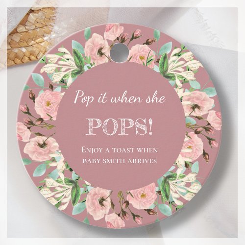 Pop it  Baby Shower Champagne Favor Tags