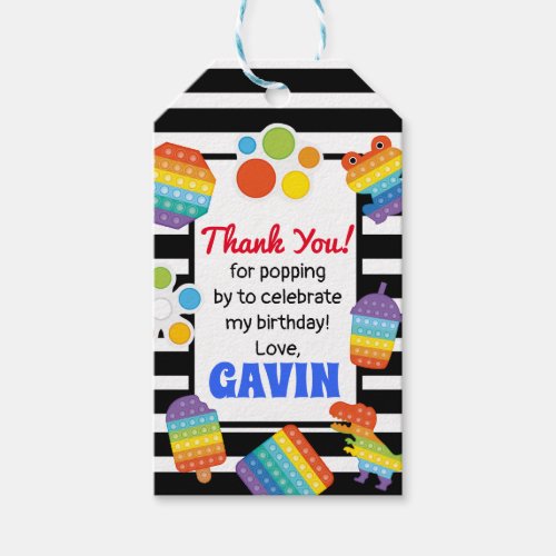 Pop It Birthday Favor Tag Fidget Favor Favor Tag