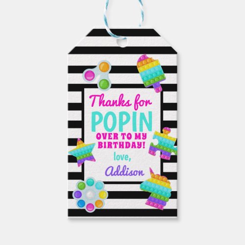 Pop It Birthday Invitation Pop Fidget Invitation Gift Tags