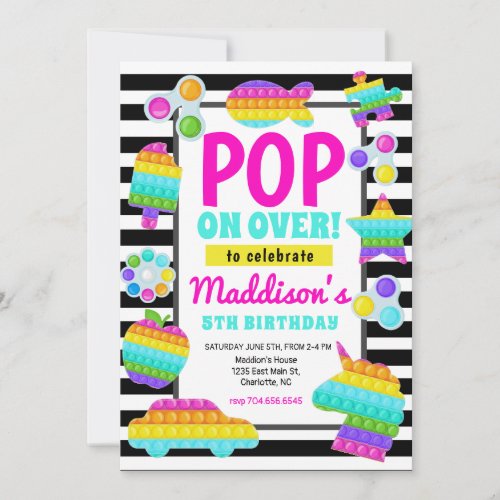 Pop It Birthday Invitation Pop Fidget Invitation Invitation