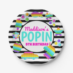 Pop It Birthday Invitation, Pop Fidget Invitation, Paper Plates