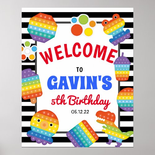 Pop It Birthday Invitation Pop Fidget Welcome Sig Poster