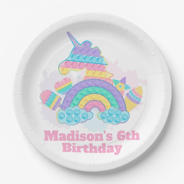 Pop it birthday  paper plates (Front)