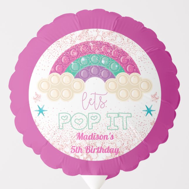 Pop It Birthday Party Girl Rainbow Balloon (Front)