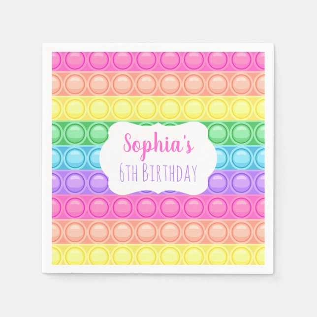 Pop It Birthday Party Napkins, Girl Birthday Napkins (Front)