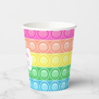 Pop It Birthday Party Paper Cup, Girl Birthday Paper Cups | Zazzle