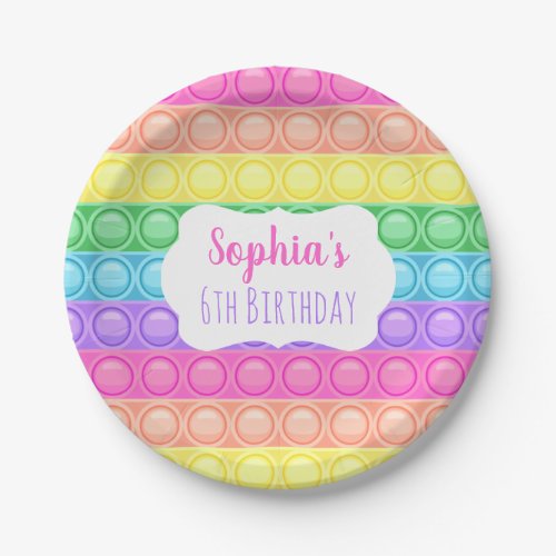 Pop It Birthday Party Paper Plate Girl Birthday Paper Plates