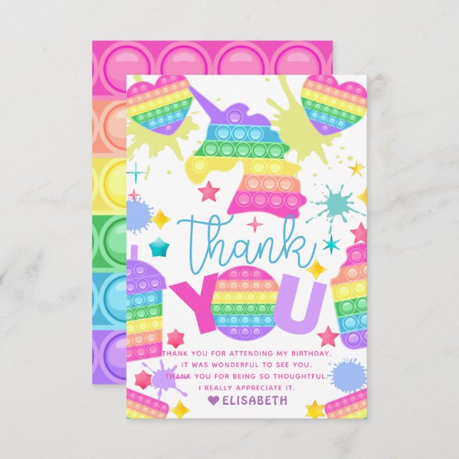 Pop It Birthday Personalized Thank You Card (Front/Back)