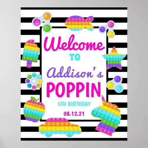 Pop It Birthday Welcome Sign