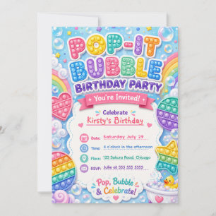 Pop It Bubble Birthday Party Invitation