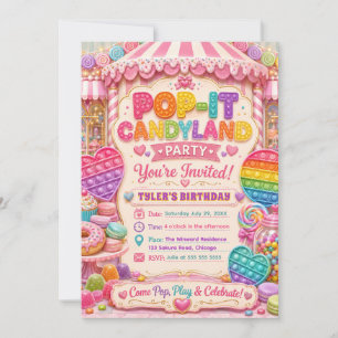 Pop-It Candyland Birthday Party Invitation