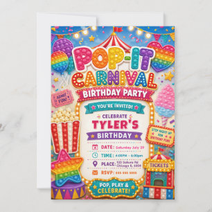 Pop-It Carnival Birthday Party Invitation