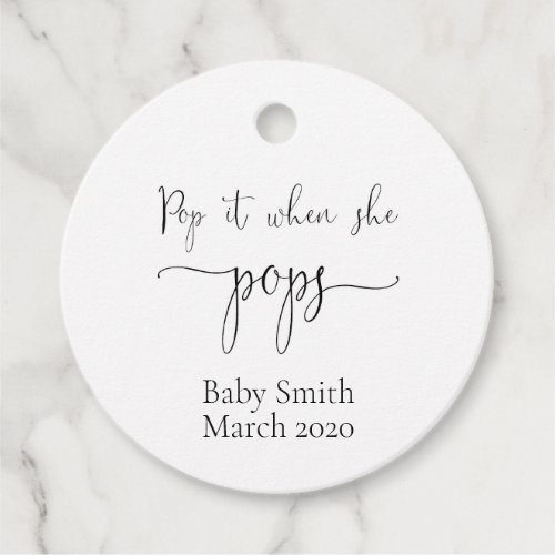 Pop it Champagne Baby Shower Favor Tag
