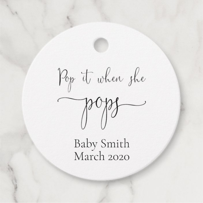 Pop It Champagne Baby Shower Favor Tag Zazzle Com