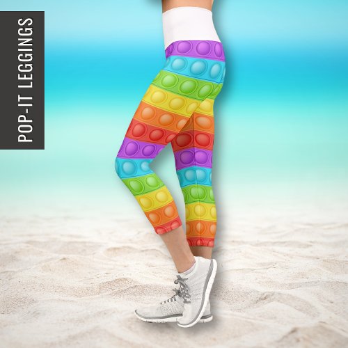 Pop_it colorful Active Sport Stretch Pilates Yoga Capri Leggings