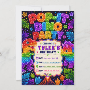 Pop It Dinosaur Birthday Party Invitation